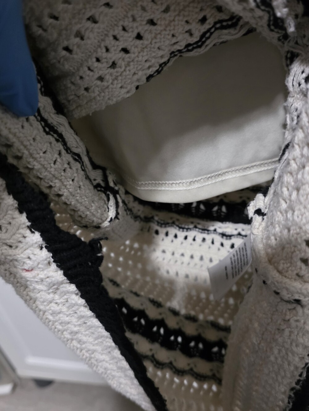 Sincerely Jules Black Cream Stripe Boho Crochet Chunky Knit Pull On Maxi Skirt - Picture 8 of 16